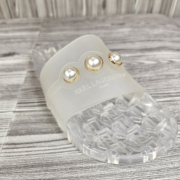 KARL LAGERFELD TulaRubberPool Slide Sandals Transparent Clear-Women's Size 7 NEW - Picture 15 of 15